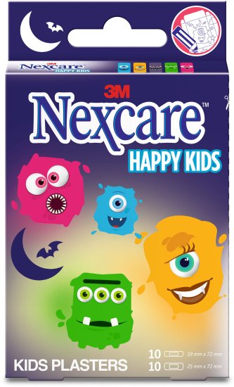 פלסטרים לילדים בעיצוב מפלצות מבית Nexcare - סך הכל 20 יחידות