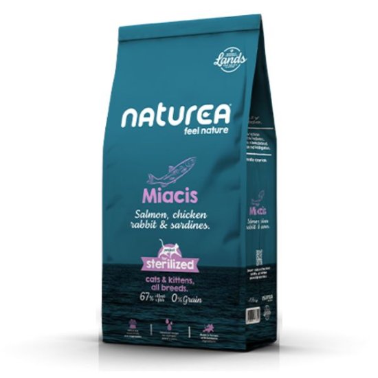 נטוראה חתולים בוגרים וגורים סלמון, עוף, ארנבת, וסרדינים סטרלייז 100% רכיבים טבעיים – 5.5 ק"ג