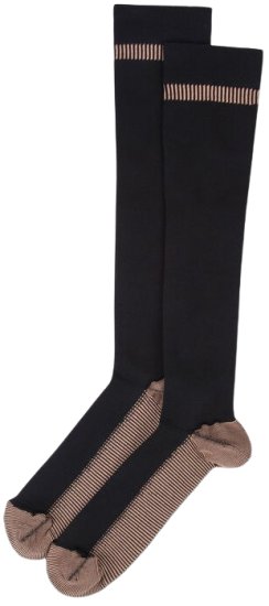 זוג גרבי לחץ משולבות סיבי נחושת Travelon – מידה Large 43-46 – צבע שחור