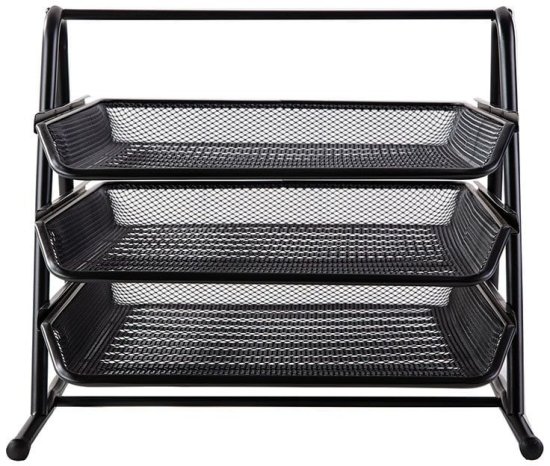 סט 3 מגשי מיון מסמכים ממתכת מבית DELI – שחור