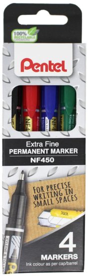 סט 4 טושים פרמננטיים דקים מבית Pentel