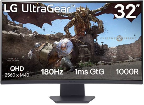 מסך מחשב גיימינג קעור "LG UltraGear 32GS60QC-B QHD VA 180Hz 31.5