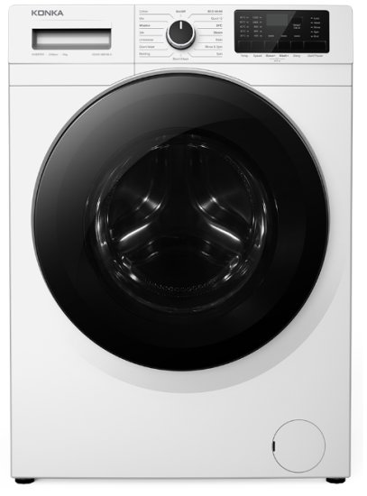 מכונת כביסה פתח חזית מנוע אינוורטר 10 ק"ג 1200 סל"ד Konka KG100-12B13B-C – צבע לבן