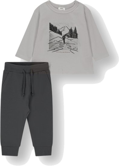 סט חולצה ומכנסיים לתינוקות 18-24 חודשים Minene – אפור