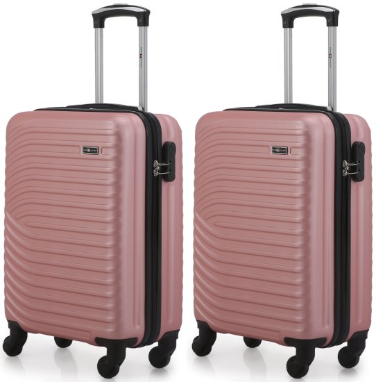 זוג טרולי עליה למטוס 20 אינץ' דגם Torrino מבית Swiss Voyager – צבע רוז גולד