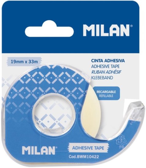 דבק סלוטייפ שקוף מבריק עם דיספנסר 19X33 מבית Milan