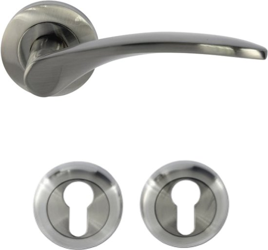 ידיות דלת פנים דגם בולוניה + זוג רוזטות צילינדר מבית Yale - צבע ניקל