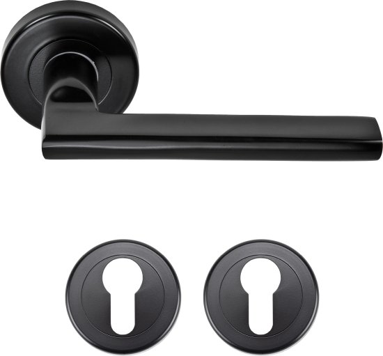 ידיות דלת פנים דגם גרנדה + זוג רוזטות צילינדר מבית Yale - צבע שחור