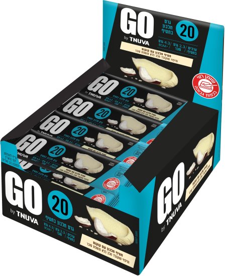 מארז 12 יחידות חטיף חלבון GO עם קוקוס וציפוי שוקולד חלב ללא תוספת סוכר (60 גרם ליח')