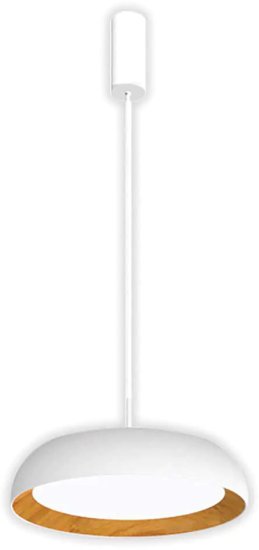 מנורת תלייה 60W דגם ELIA קוטר 60 ס''מ מבית Semicom - צבע לבן / עץ - גוון תאורה 3000K/4000K/6000K CCT