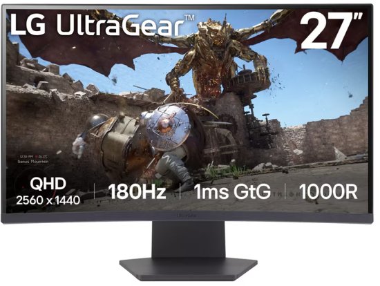 מסך מחשב גיימינג קעור ''LG UltraGear 27GS60QC-B QHD VA 180Hz 27