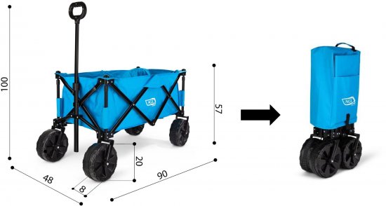 מציאון ועודפים - עגלת ים/שטח קיפול מיטריה קומפקטי עם גלגלים רחבים דגם Premium מבית NGL - צבע תכלת