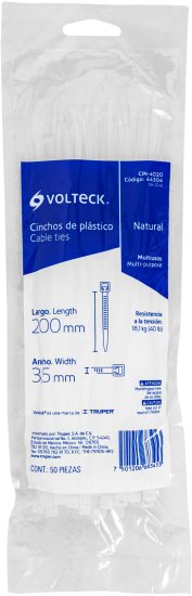 סט 50 אזיקונים 200X3.5 מ''מ מבית Volteck - לבן