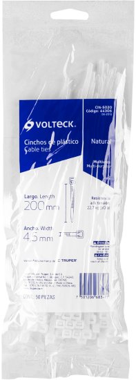 סט 50 אזיקונים 200X4.5 מ''מ מבית Volteck - לבן