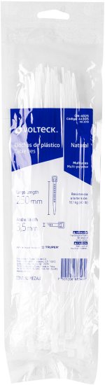 סט 50 אזיקונים 250X3.5 מ''מ מבית Volteck - לבן