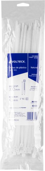 סט 50 אזיקונים 300X4.5 מ''מ מבית Volteck - לבן