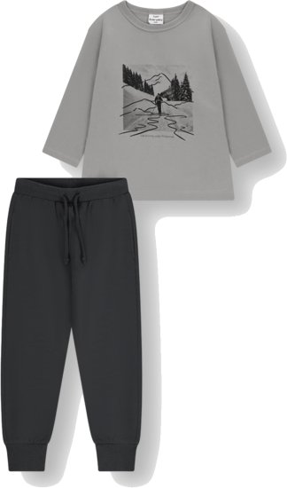 סט חולצה ומכנסיים 5-6 Minene - אפור