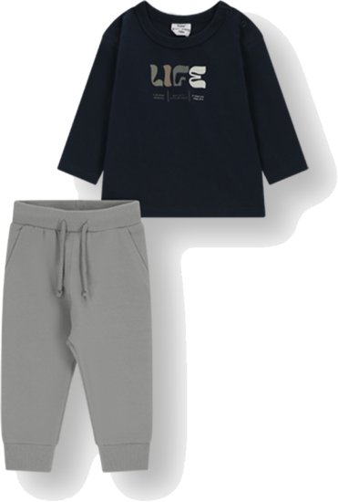 סט חולצה ומכנסיים לתינוקות 12-18 חודשים Minene - כחול נייבי