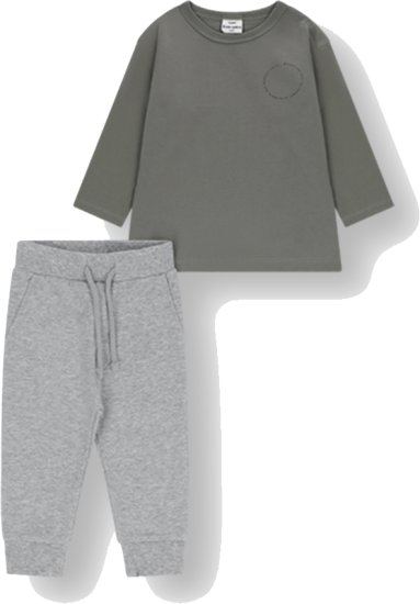 סט חולצה ומכנסיים לתינוקות 6-12 חודשים Minene - ירוק זית