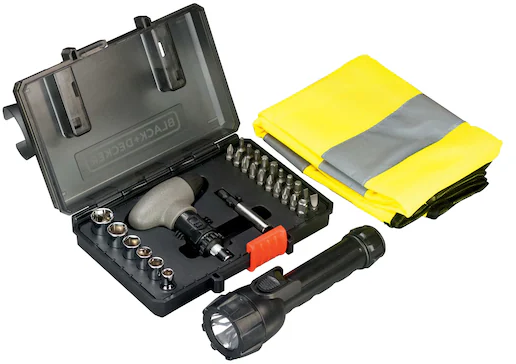 סט מברג ראצ'ט +ביטים + בוקסות + פנס + אפוד זוהר 30 חלקים Black+Decker A7224-XJ