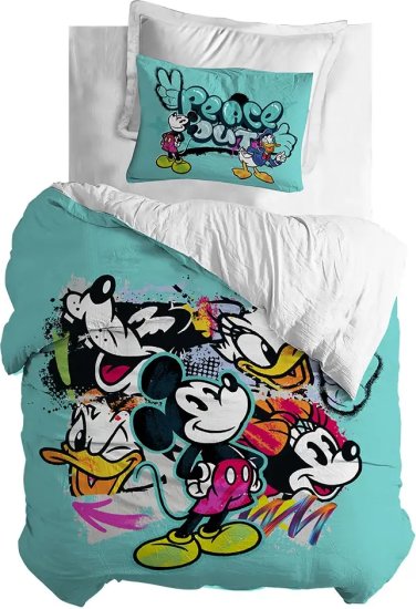 סט מצעים מיקרופייבר 90x200 ס''מ דגם Mickey Peace Out מבית Homestyle