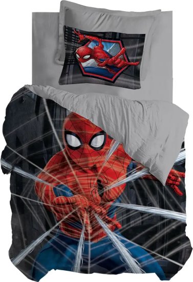 סט מצעים מיקרופייבר 90x200 ס''מ דגם Spiderman Black מבית Homestyle - צבע שחור