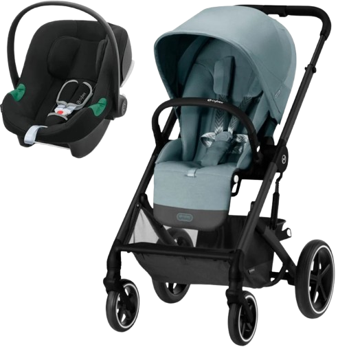 עגלת תינוק משולבת טיולון ועריסה דגם Balios S4 כולל סלקל דגם Aton B2 i-Size ומתאמים מבית Cybex - צבע כחול סערה