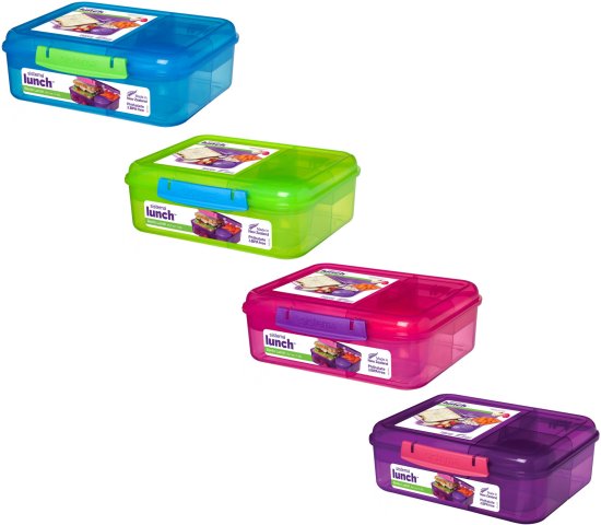 קופסת אוכל בנטו בנפח 1.65 ליטר עם כוס יוגורט מסדרת Lunch מבית Sistema - צבע כחול/ ורוד/ ירוק/ סגול - ללא אפשרות בחירת צבע