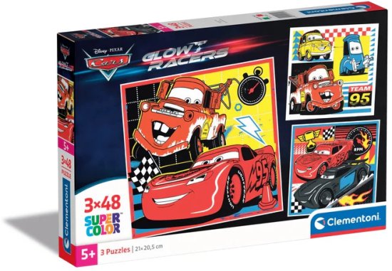 3 פאזלים צבעוניים 48 חלקים מבית Clementoni - מכוניות