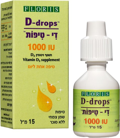 Floris - ויטמין D 1000 טיפות - נפח 15 מ''ל