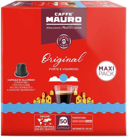 50 קפסולות אלומיניום Caffe Mauro Original - תואמות למכונות קפה Nespresso – תמונה 3