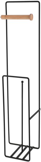 מעמד לנייר טואלט + מחזיק לנייר טואלט מבית Aquila - צבע שחור ועץ – תמונה 3
