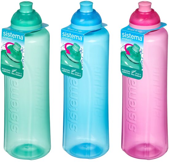 בקבוק שתייה Swift מסדרת Sistema - Hydrate - נפח 480 מ''ל - צבע כחול / ורוד / טורקיז - ללא אפשרות בחירת צבע – תמונה 3