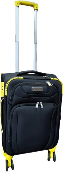 מזוודת טרולי מבד בגודל 20 אינץ' דגם Napolitano מבית Camel Mountain - צבע שחור וצהוב – תמונה 3