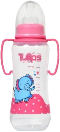 בקבוק האכלה עם ידיות בנפח 250 מ''ל מבית Tulips - צבע ורוד – תמונה 3