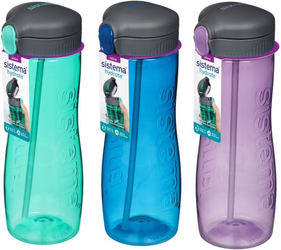 בקבוק שתייה Quick Flip מסדרת Sistema - Hydrate - נפח 800 מ''ל - צבע כחול / סגול / טורקיז - ללא אפשרות בחירת צבע