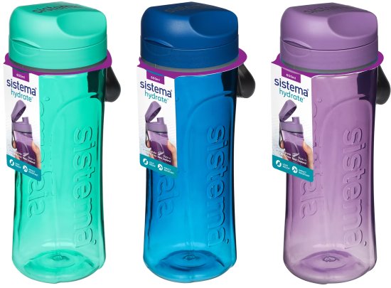 בקבוק שתייה Swift מסדרת Sistema - Hydrate - נפח 600 מ''ל - צבע כחול / סגול / טורקיז - ללא אפשרות בחירת צבע