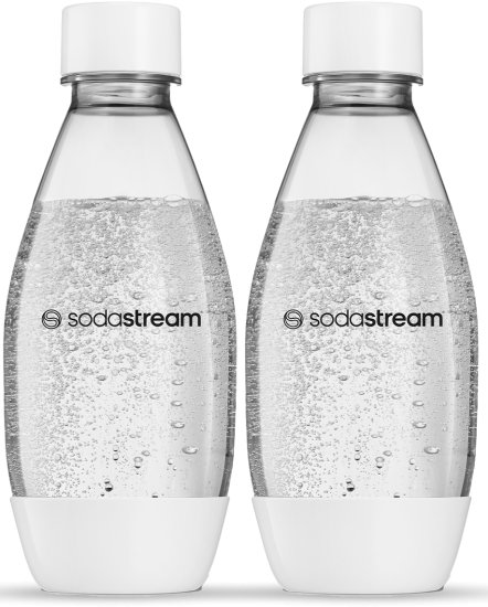 זוג בקבוקי הגזה 0.5 ליטר Fuse מפלסטיק לשימוש רב פעמי המתאימים לשימוש במדיח Sodastream - צבע לבן