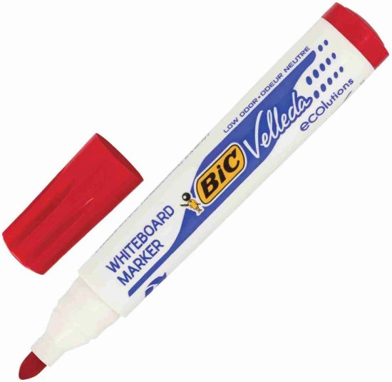 טוש ללוח מחיק ראש עגול BIC Velleda Ecolutions Fine - אדום