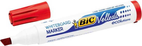 טוש ללוח מחיק ראש שטוח BIC Velleda Ecolutions Fine - אדום