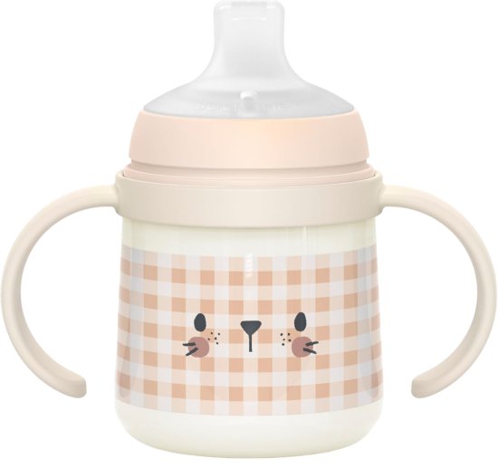 כוס אימון לתינוק בנפח 150 מ''ל זוהרת בחושך מקולקציית Day & Night מבית Suavinex - ארנב ורוד