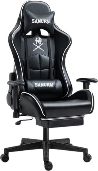 כיסא גיימינג דגם סמוראי כולל הדום רגליים מבית Multi Garden - צבע שחור