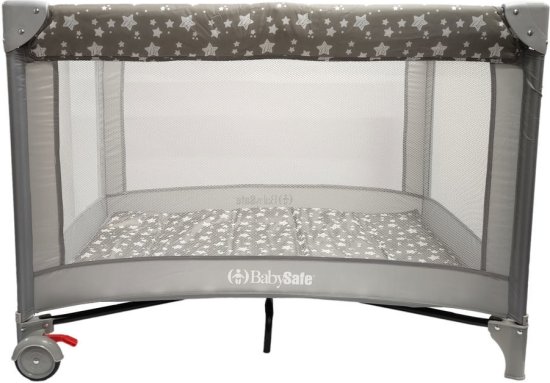 לול קמפינג דגם Quick Fold לתינוק מבית BabySafe - צבע אפור כוכבים