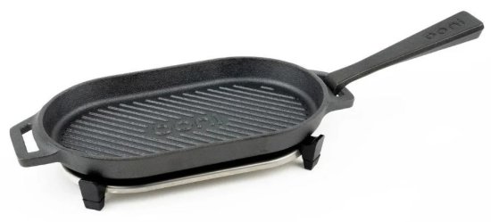 מחבת פסים ברזל יצוק Grizzler + ידית + מעמד מבית Ooni - צבע שחור