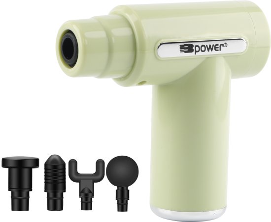 מיני אקדח עיסוי עוצמתי נטען עם 4 ראשים Bpower - צבע ירוק