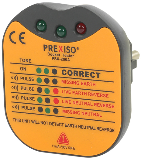 מכשיר בדיקת מתחים לשקע Prexiso PSX-220A 230V