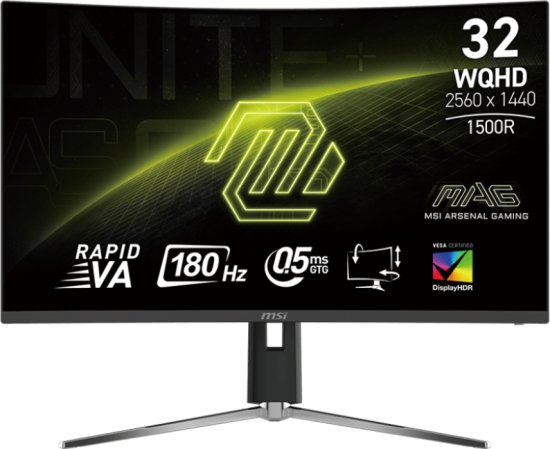 מסך מחשב גיימינג קעור ''MSI MAG 32CQ6PF Curved WQHD 180Hz 31.5