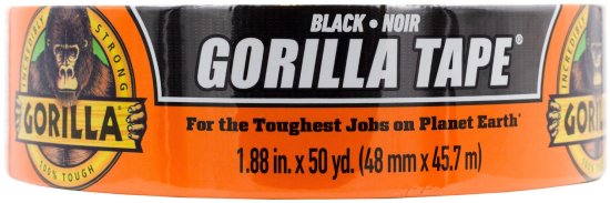 סרט הדבקה חבלה באורך 45.7 מטר ו-48 מ''מ רוחב Gorilla Tape - צבע שחור