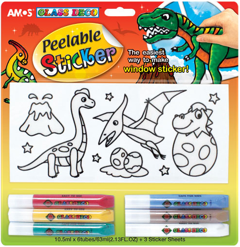 ערכת יצירה מדבקות חלון מבית AMOS - דינוזאור