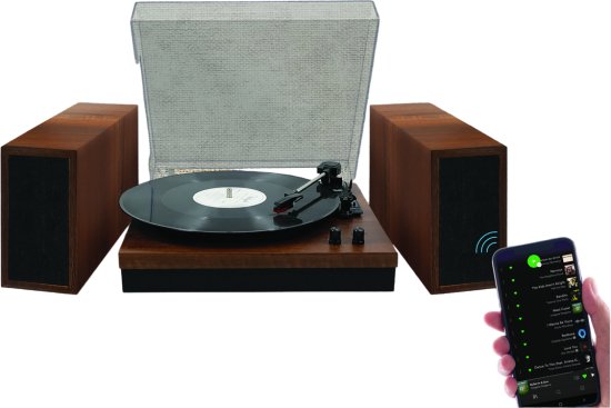 פטיפון Bluetooth עם רמקולים סטריאו מדפיים Pure Acoustics TT-45